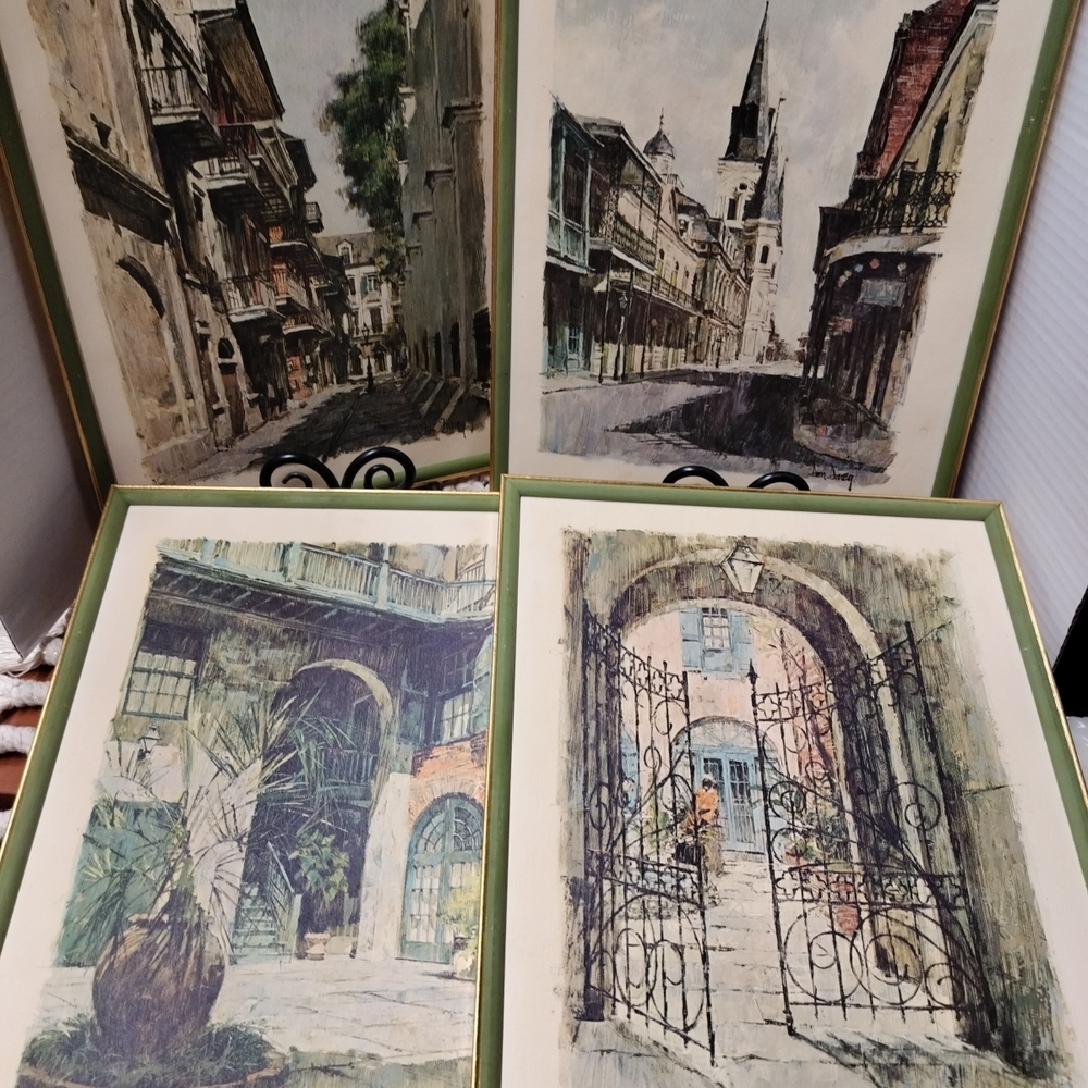 Don Davey, FOUR SKETCHES OF THE FRENCH QUARTER Prof Framed In Bangkok 13.5X10.5"